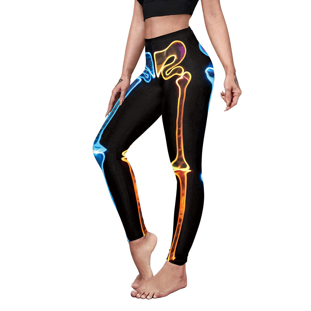 Women's Casual Pumpkin Spider Web Printed Yoga Pants