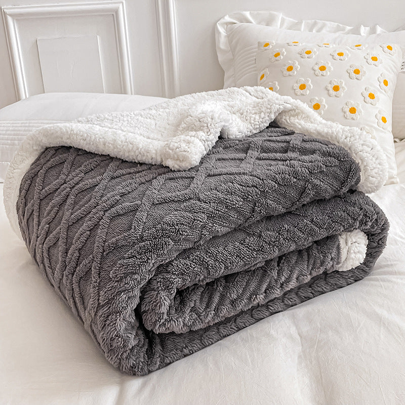 Thick Double Layer Lamb Fleece Blanket for Fall/Winter