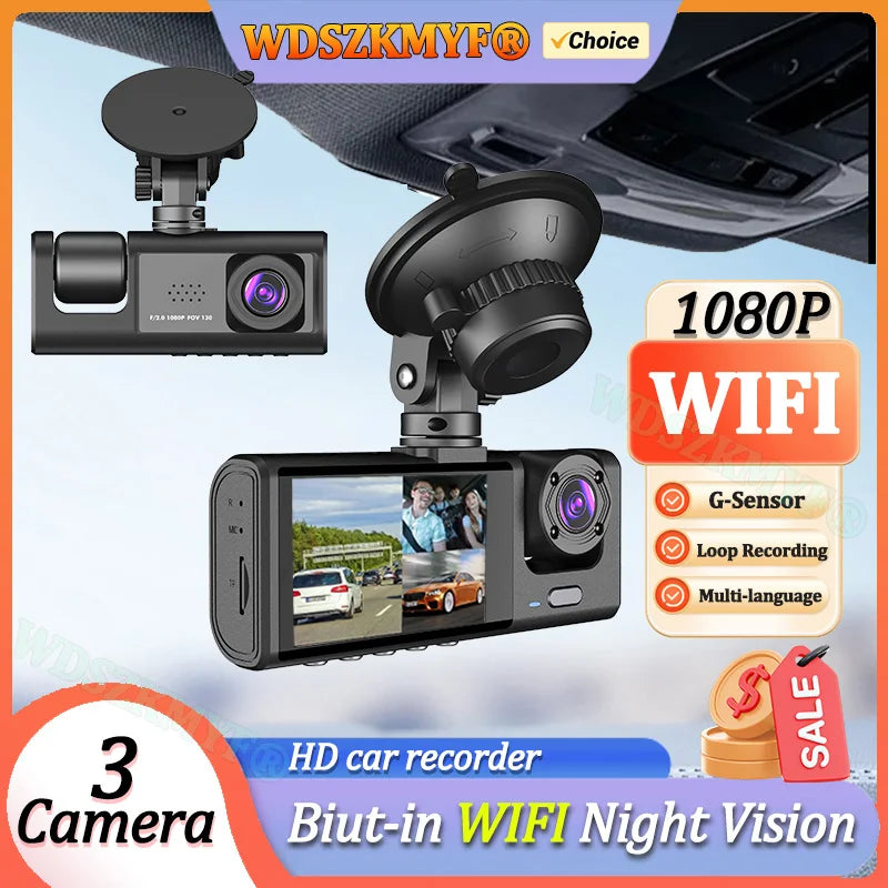 WIFI APP Control Car Dvr 2/3 Channel 1080P Dash Cam for Cars Front optional Rear View Recorder Video Car Camera Car Assecories