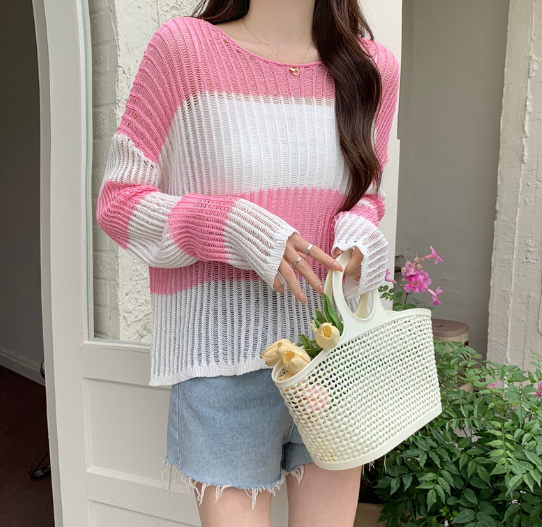 2020 Autumn Winter Women's Color Block Sweater