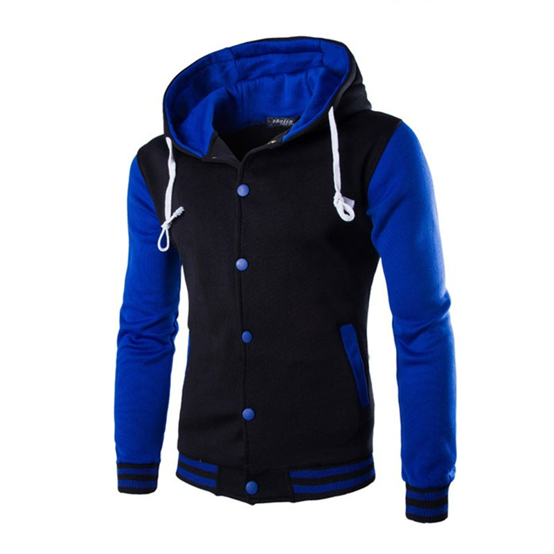 WISH Men's Slim Fit Hooded Baseball Jacket