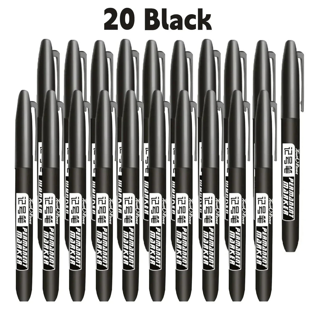 6PCs/Set Permanent Marker Pen Fine Point Waterproof Markers Thin Nib Crude Nib Black Blue Red Ink 1.5mm Fine Color Marker Pens