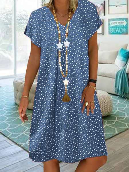 Summer Women's Casual V-Neck Polka Dot Dress 2023