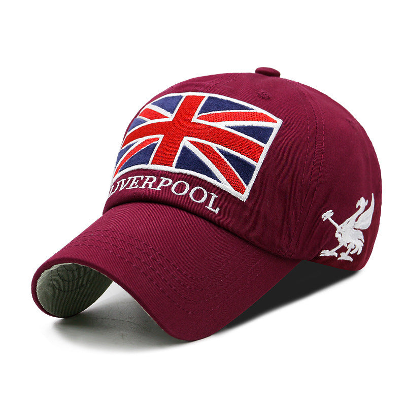 Korean Style Cotton Baseball Cap with Embroidered Flag