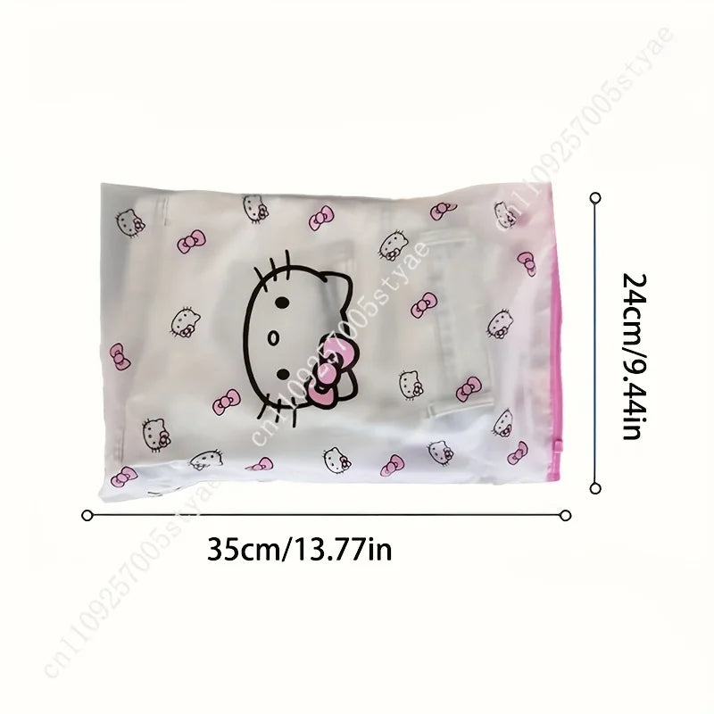 10pcs Hello Kitty Transparent Travel Storage Bags with Zipper Clear EVA Organizer for Clothes Underwear Toiletries and Cosmetics