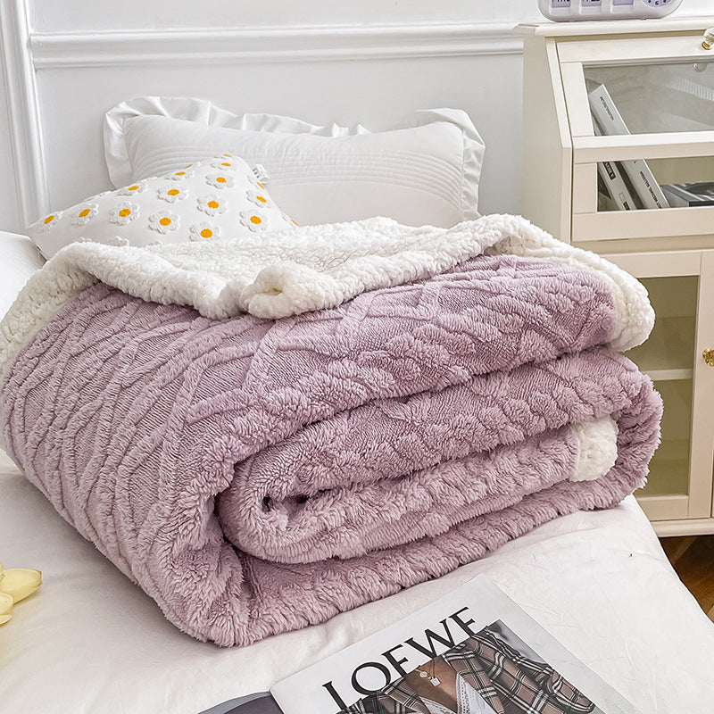 Thick Double Layer Lamb Fleece Blanket for Fall/Winter