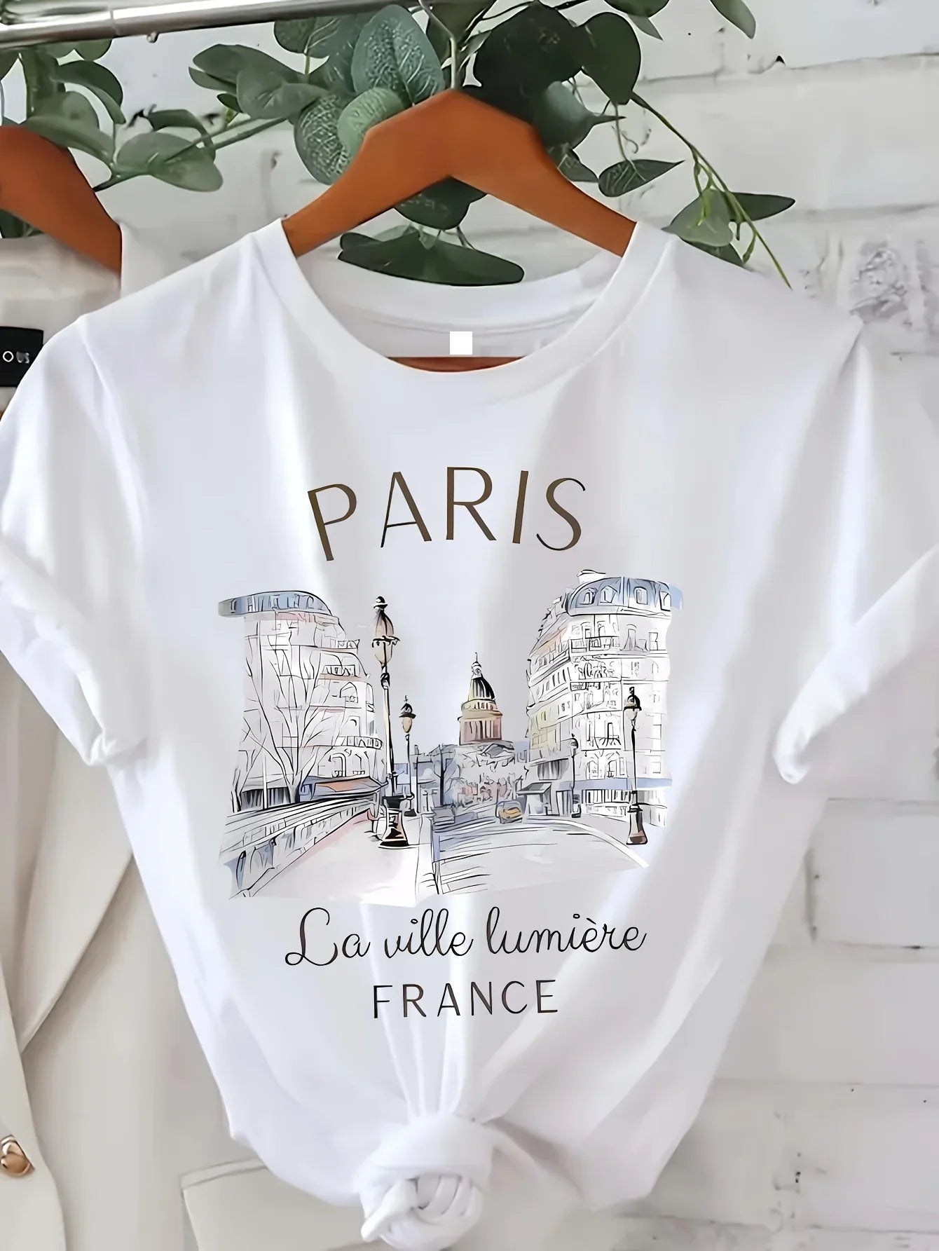 90er-Jahre-T-Shirt Paris Damen-T-Shirt mit Aufdruck, kurzärmelig, Rundhalsausschnitt, lässiges Oberteil für Sommer und Frühling, Damenbekleidung - flohmarkt-deutschland.shop
