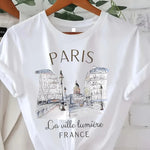 90s T Shirt Paris Women Print T-shirt Girl Short Sleeve Crew Neck Casual Top for Summer Spring Women's Clothing - flohmarkt-deutschland.shop