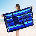 Blue Dolphin Microfiber Beach Towel - Oversized 55"x27.5"