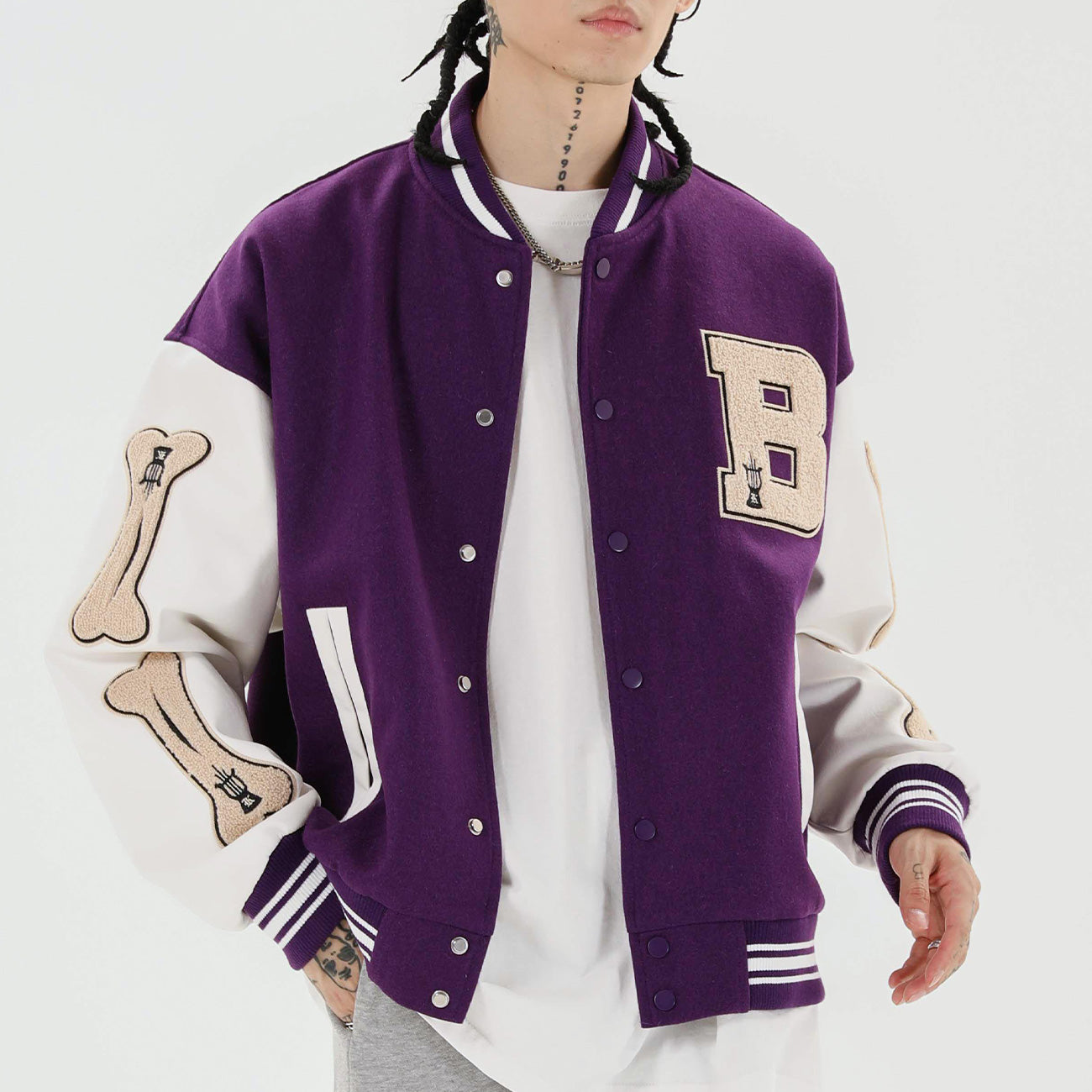 TKPA 2020 Men's Retro Color Block Baseball Jacket