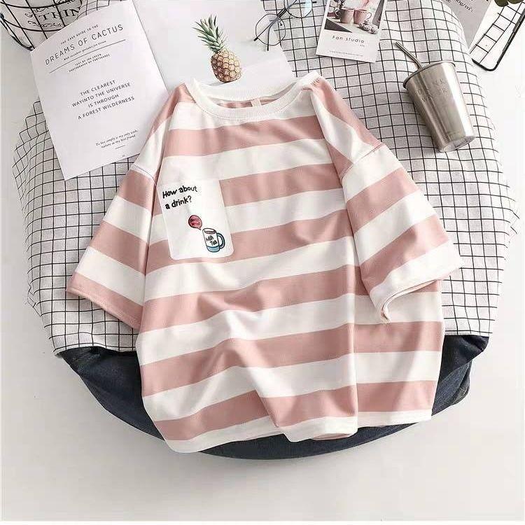 Summer Korean Style Loose Striped Short Sleeve T-Shirt