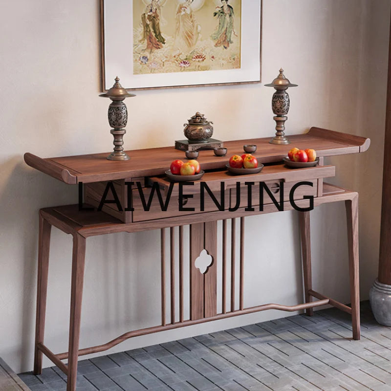 XL Altar Incense Burner Table Black Walnut Wooden Hallway Altar Buddhist Hall Guanyin God of Wealth Prayer Altar Table