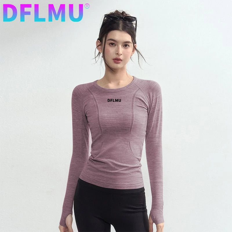 Women Quick-drying Breathable Tight-fitting Yoga Clothes Soft Running Sports Long-sleeved Tops Training Fitness T-shirts