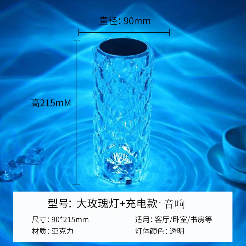 Modern Minimalist Touch Table Lamp with Crystal Rose