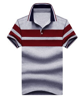 Men's Short Sleeve Striped Polo Shirt for Summer