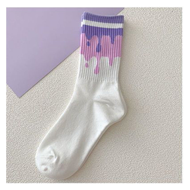 Purple Heart Women's Mid-Calf Socks - Trendy Cartoon Style