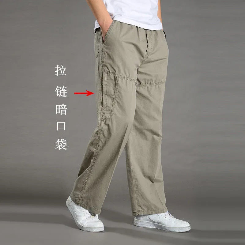 Herren Cargo-Hosen Baumwolle Schwarz Arbeitshosen Sommer Casual Kletter-Jogger Herren Sweathosen Sport Frühling Herbst Twill-Hosen