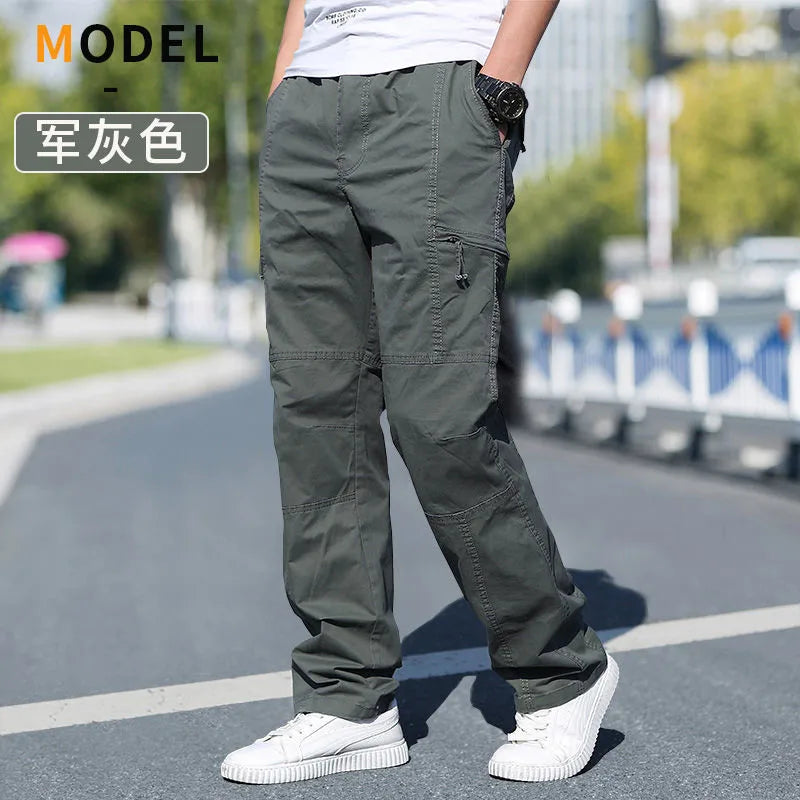 Herren Cargo-Hosen Baumwolle Schwarz Arbeitshosen Sommer Casual Kletter-Jogger Herren Sweathosen Sport Frühling Herbst Twill-Hosen