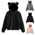Herbst Winter frauen Hoodies Winter Frauen Langarm Kaninchen Ohr Haube Sweatshirt Nette Plüsch Warme Casual Hoodie Tops
