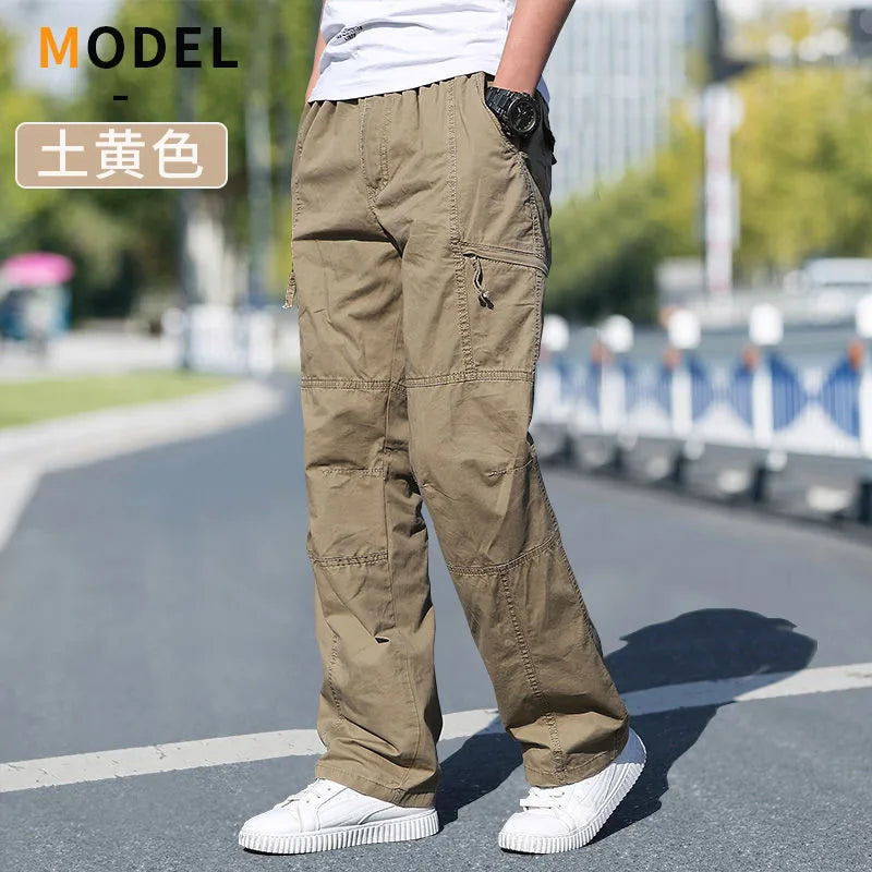Herren Cargo-Hosen Baumwolle Schwarz Arbeitshosen Sommer Casual Kletter-Jogger Herren Sweathosen Sport Frühling Herbst Twill-Hosen