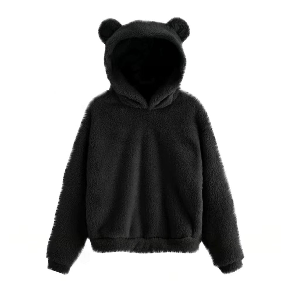Herbst Winter frauen Hoodies Winter Frauen Langarm Kaninchen Ohr Haube Sweatshirt Nette Plüsch Warme Casual Hoodie Tops