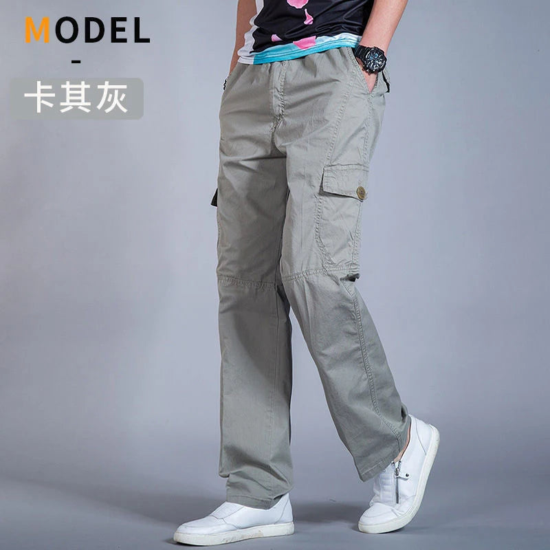 Herren Cargo-Hosen Baumwolle Schwarz Arbeitshosen Sommer Casual Kletter-Jogger Herren Sweathosen Sport Frühling Herbst Twill-Hosen