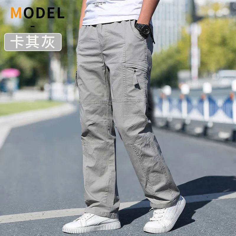 Herren Cargo-Hosen Baumwolle Schwarz Arbeitshosen Sommer Casual Kletter-Jogger Herren Sweathosen Sport Frühling Herbst Twill-Hosen