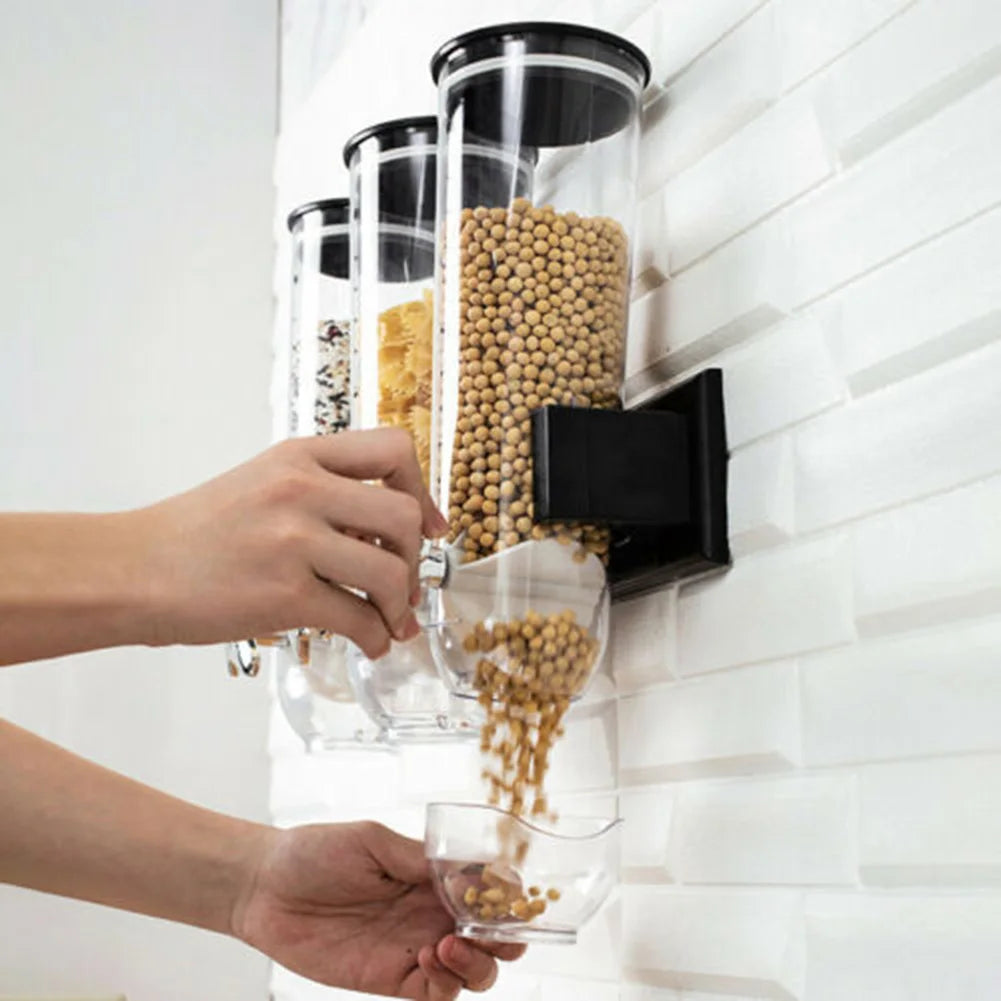 Küche Lagerung Lebensmittel Organizer Wand Montiert Trockenen Lebensmittel Getreide Spender Snack Getreide Kunststoff Lagerung Container Box Rack für Hause