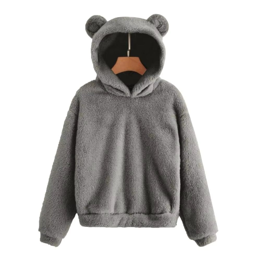 Herbst Winter frauen Hoodies Winter Frauen Langarm Kaninchen Ohr Haube Sweatshirt Nette Plüsch Warme Casual Hoodie Tops