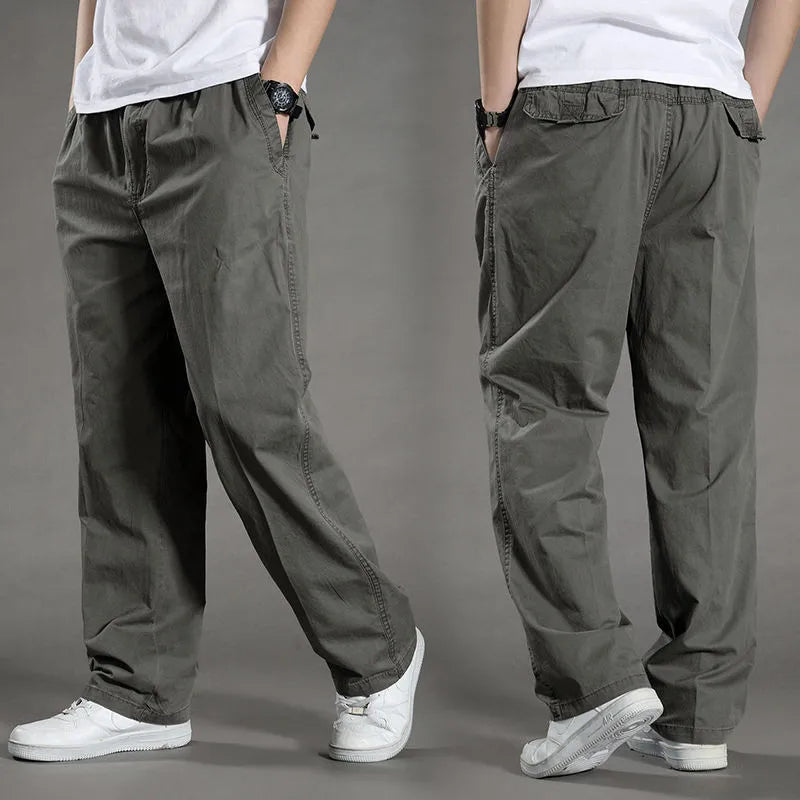Herren Cargo-Hosen Baumwolle Schwarz Arbeitshosen Sommer Casual Kletter-Jogger Herren Sweathosen Sport Frühling Herbst Twill-Hosen