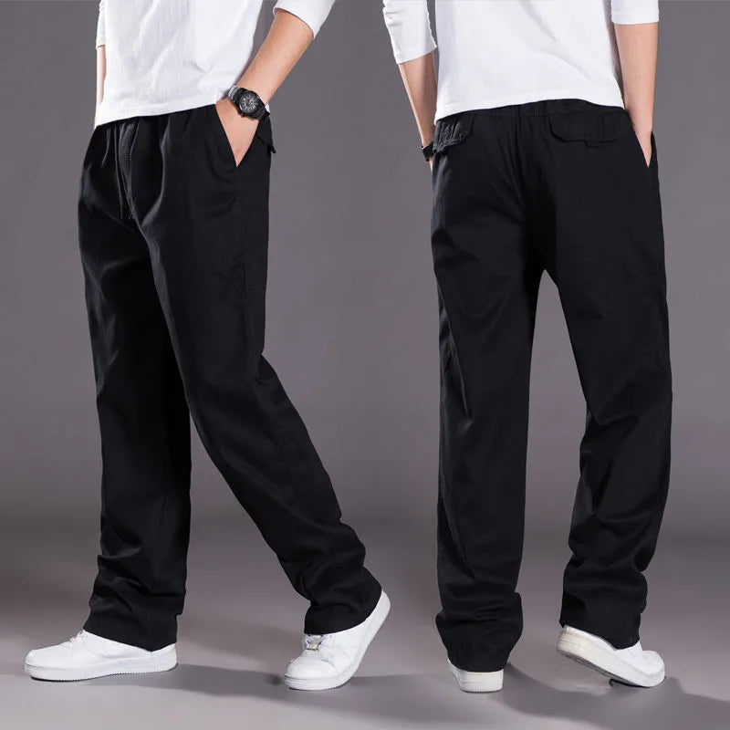Herren Cargo-Hosen Baumwolle Schwarz Arbeitshosen Sommer Casual Kletter-Jogger Herren Sweathosen Sport Frühling Herbst Twill-Hosen