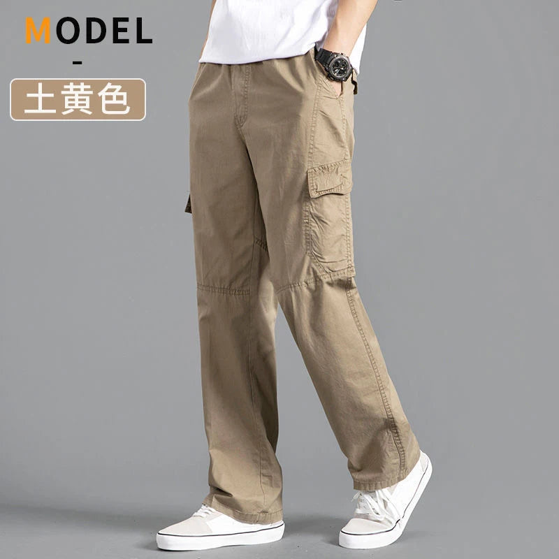 Herren Cargo-Hosen Baumwolle Schwarz Arbeitshosen Sommer Casual Kletter-Jogger Herren Sweathosen Sport Frühling Herbst Twill-Hosen