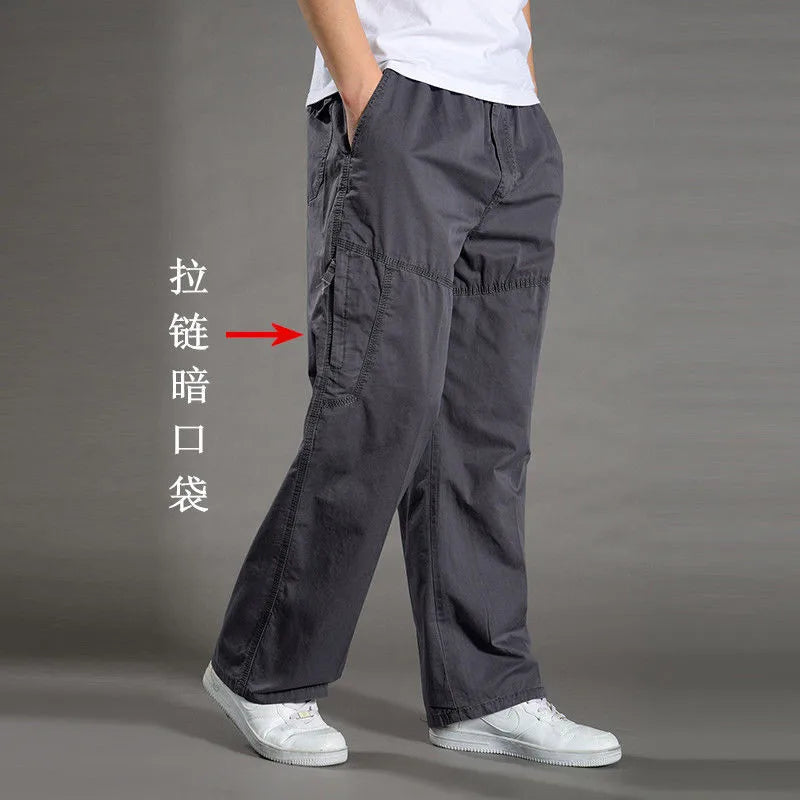 Herren Cargo-Hosen Baumwolle Schwarz Arbeitshosen Sommer Casual Kletter-Jogger Herren Sweathosen Sport Frühling Herbst Twill-Hosen
