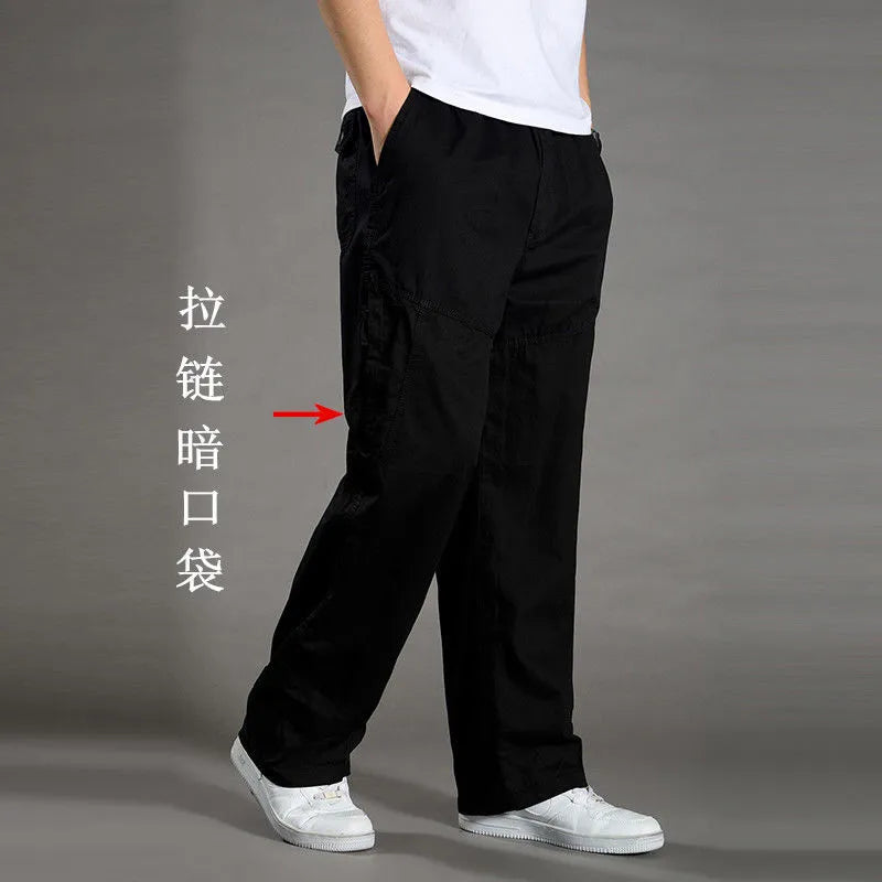 Herren Cargo-Hosen Baumwolle Schwarz Arbeitshosen Sommer Casual Kletter-Jogger Herren Sweathosen Sport Frühling Herbst Twill-Hosen