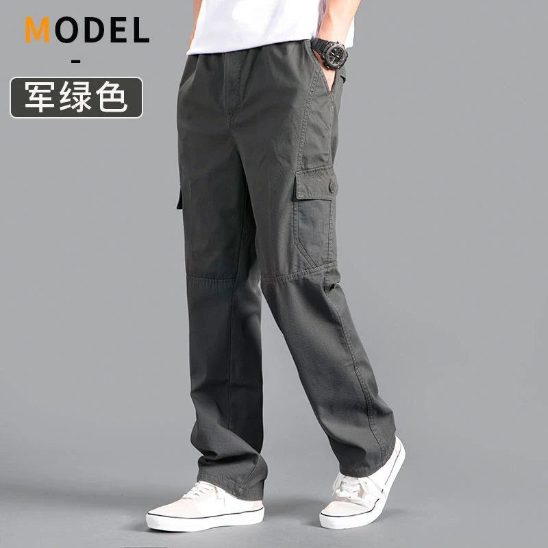 Herren Cargo-Hosen Baumwolle Schwarz Arbeitshosen Sommer Casual Kletter-Jogger Herren Sweathosen Sport Frühling Herbst Twill-Hosen