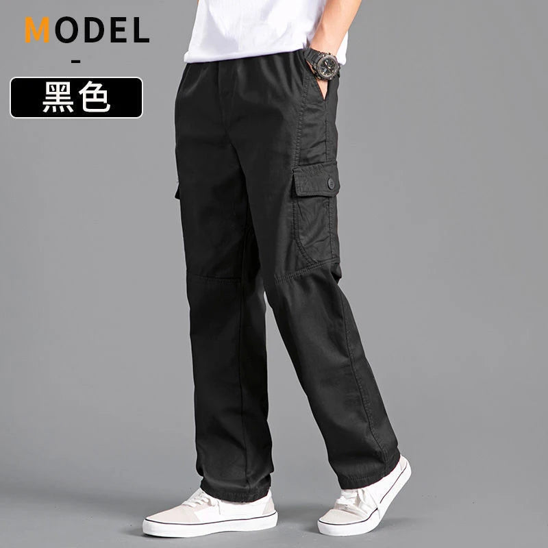 Herren Cargo-Hosen Baumwolle Schwarz Arbeitshosen Sommer Casual Kletter-Jogger Herren Sweathosen Sport Frühling Herbst Twill-Hosen