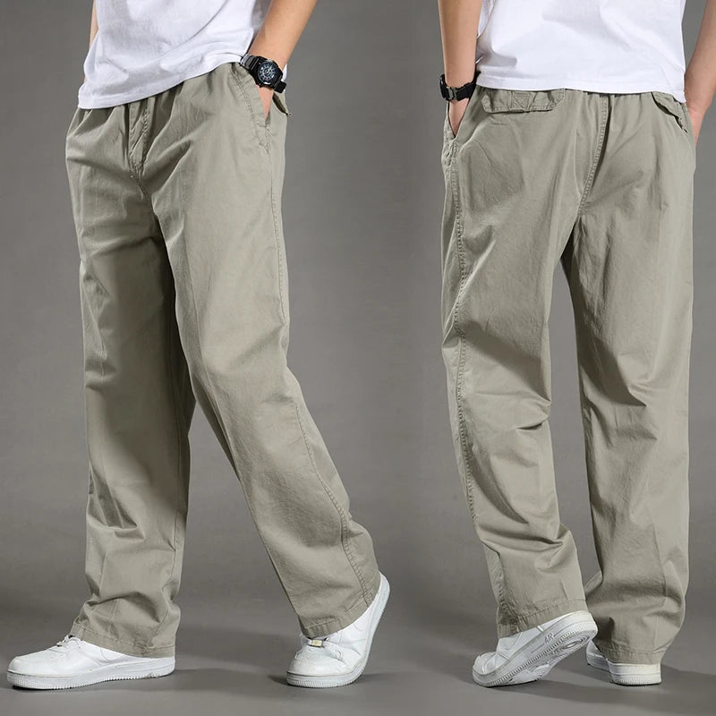 Herren Cargo-Hosen Baumwolle Schwarz Arbeitshosen Sommer Casual Kletter-Jogger Herren Sweathosen Sport Frühling Herbst Twill-Hosen