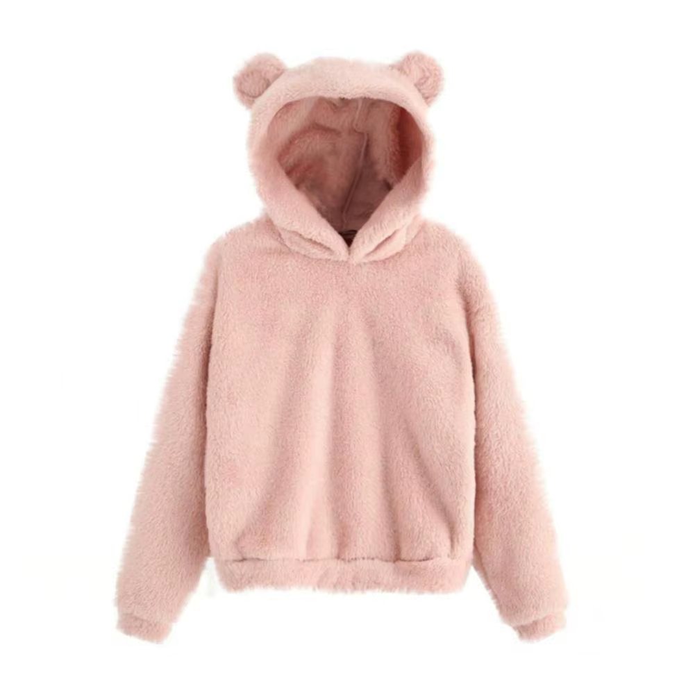Herbst Winter frauen Hoodies Winter Frauen Langarm Kaninchen Ohr Haube Sweatshirt Nette Plüsch Warme Casual Hoodie Tops