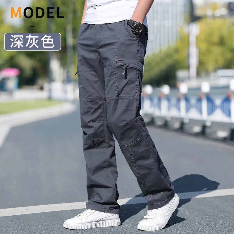Herren Cargo-Hosen Baumwolle Schwarz Arbeitshosen Sommer Casual Kletter-Jogger Herren Sweathosen Sport Frühling Herbst Twill-Hosen