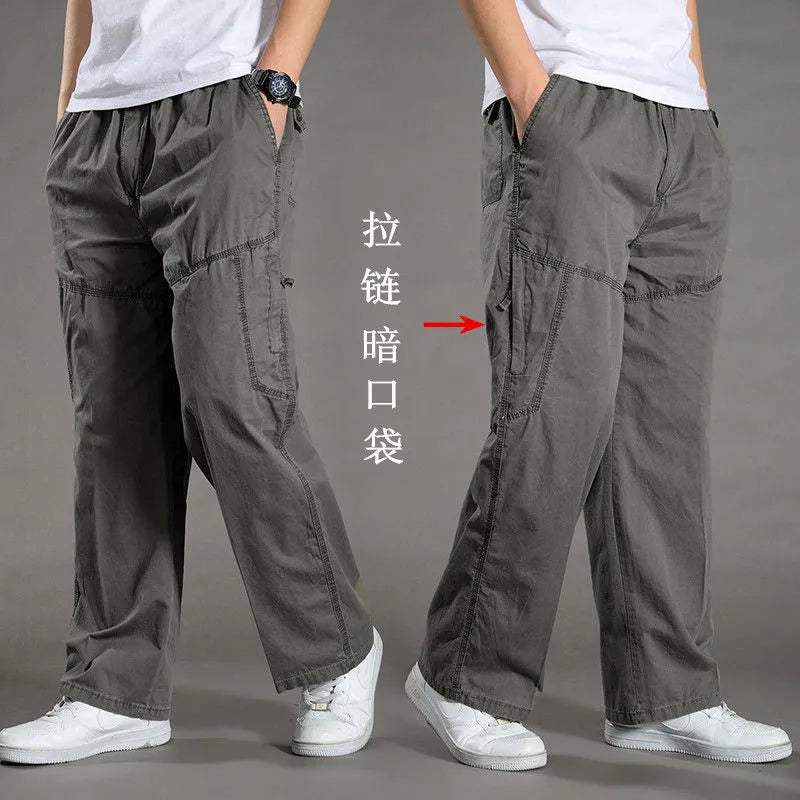 Herren Cargo-Hosen Baumwolle Schwarz Arbeitshosen Sommer Casual Kletter-Jogger Herren Sweathosen Sport Frühling Herbst Twill-Hosen