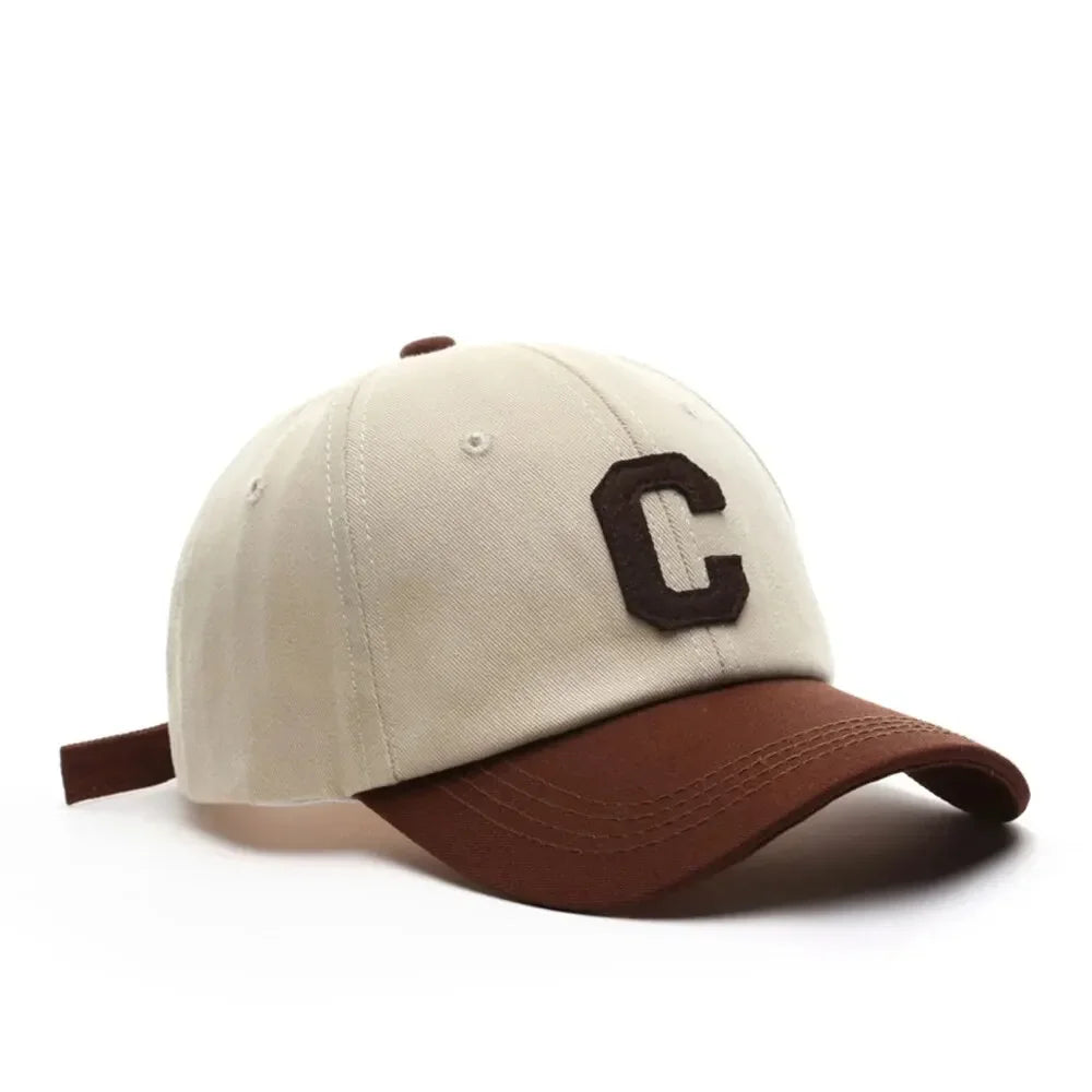 Baseballkappe für Damen und Herren, modisch, Buchstabe C, Patch-Hut, Sommer-Sonnenblenden, Kappen, Farbblock-Design für Freizeitkleidung