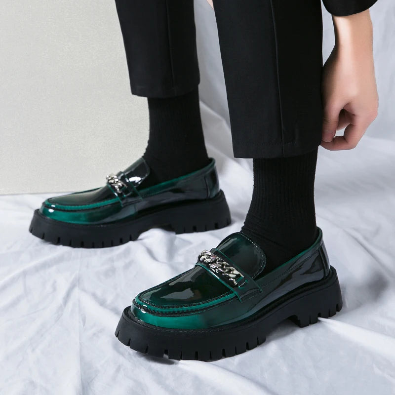 Echt leders chuh für Männer erhöhen atmungsaktive Freizeit lederschuhe Trend grün britische Big Head Schuhe Männer lässige Lederschuhe