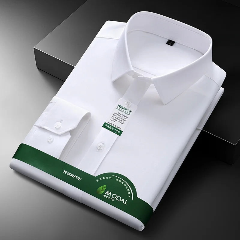 Neue Qualität Anti-Falten Männer Hemd Lange Ärmel Kleid Shirts Für Männer Slim Fit Camisa Social Business Weiß büro Hemd 4XL 5XL