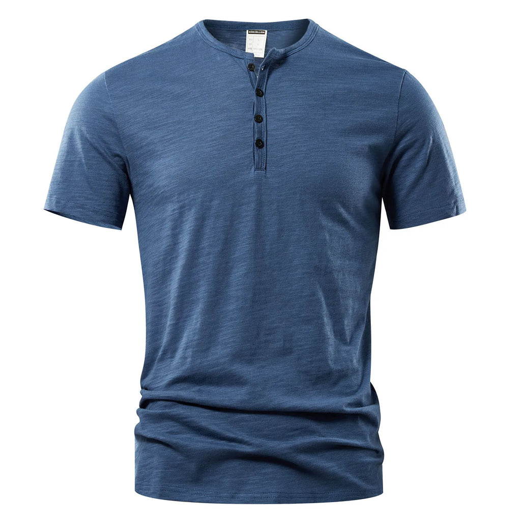T Shirt Männer Casual Hohe Qualität Sommer Kurzarm Henry neck Herren T Shirts Mode Grundlegende T-shirt Männlich