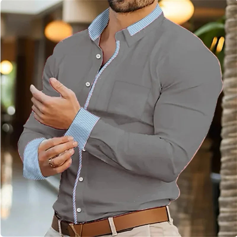Herren-Business-Revershemd, Büro, lässig, Outdoor, Straßenhemd, weich und bequem, hochwertiges Herren-Top, große Größe XS-6XL