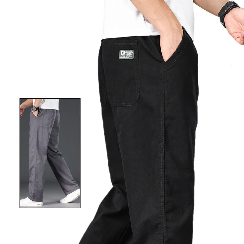 Große Größe Herren Freizeithose Relaxed Fit Baumwollhose Elastische Taille Kordelzug Jogginghose Herren Joggerhose Sommer Frühling