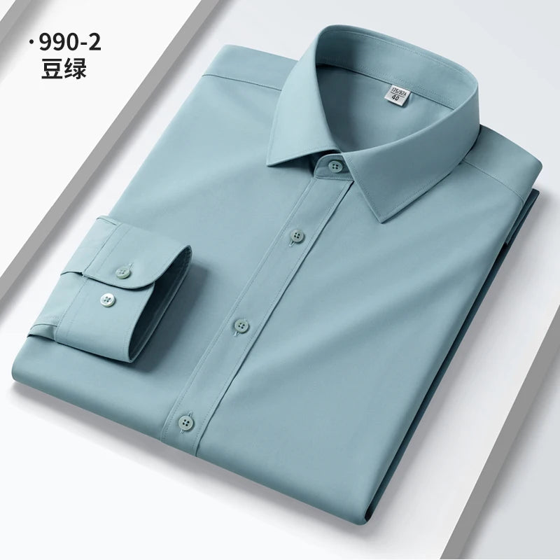 Neue Qualität Anti-Falten Männer Hemd Lange Ärmel Kleid Shirts Für Männer Slim Fit Camisa Social Business Weiß büro Hemd 4XL 5XL