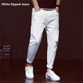 Weiße zerrissene Jeans für Herren, Harem, Jungen, Denim, Distressed, schwarze Hose, Frühling, Sommer, männlich, zerkratzt, Übergröße 40, 42, große Cowboy-Hose