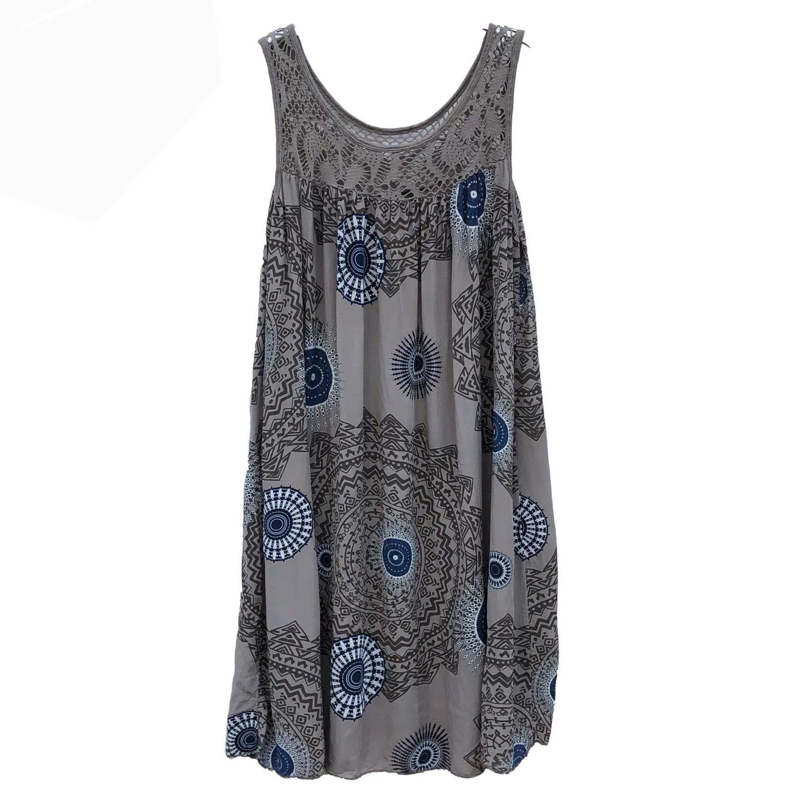 Damenbekleidung, Sommer, ärmelloses Leibchenkleid, Spitzendruck, ärmellos, große Schaukel, lockeres sexy Kleid, langer Rock, Übergröße