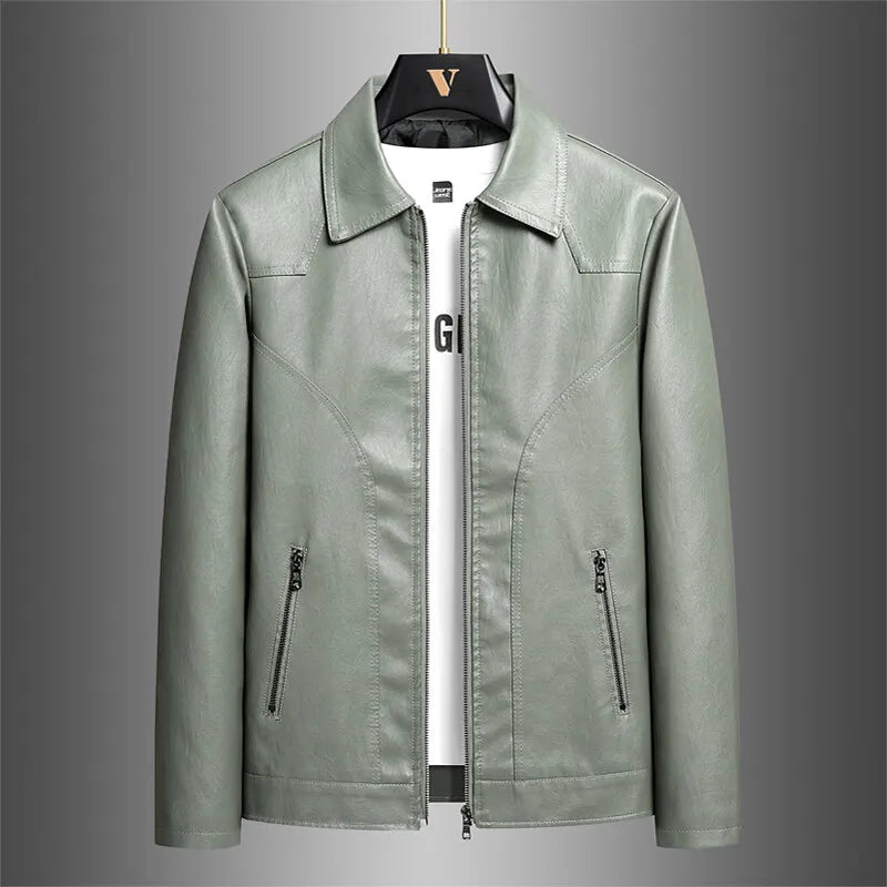 Herrenmantel, Lederjacke, PU-Jacke, schwarz, hellgrün optional, asiatische Größe M-7XL